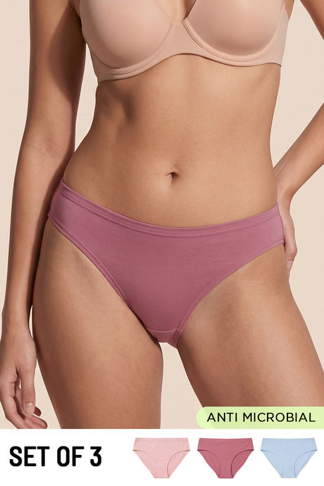 Buy Zivame Low Rise Full Coverage Bikini Panty (Pack of 3) - Multicolor
